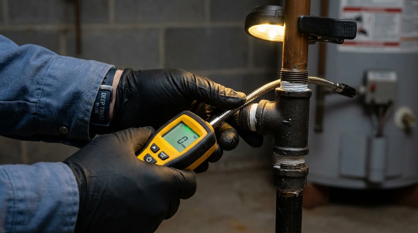 Gas leak detection with electronic sniffer by Johns Plumbing LLC in Melrose Park
